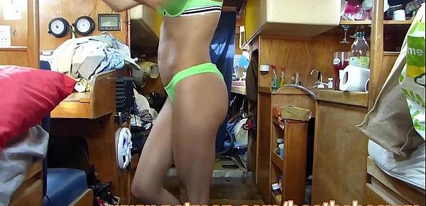  BoatBabesXXX - Green Bikini Fingering Machine - Watch Kim Open Her Pussy For You!